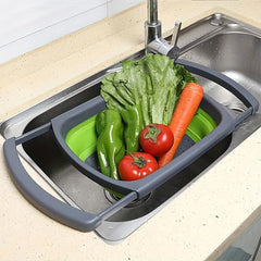 1pc Collapsible Colander, Colander Strainer Over The Sink, Vegetable & Fruit Colanders Strainers With Extendable Handles, New Kitchen Essentials Perfect For Over The Sink Veggies And Fruit, Foldable Strainer For Kitchen, Kitchen Accessories