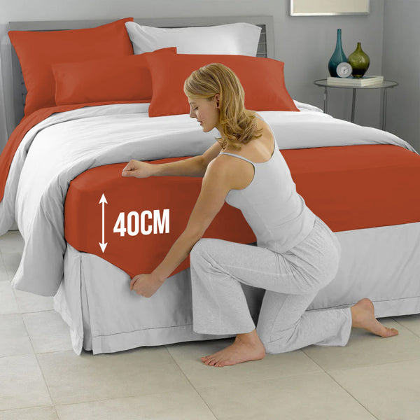 40cm Extra Deep Fitted Sheet – Solid Color Deep Pocket Sheet, Soft & Breathable Microfiber Bedding, All Seasons, Hotel-Quality, Machine Washable, Single, Double, King & Super King Sizes