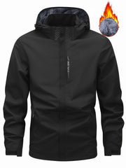 Men's Winter Fleece-Lined Hooded Jacket, with Letter Print for Outdoor Sports & Travel