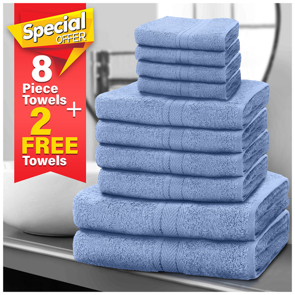 8pcs Egyptian Cotton Towel Set | Quick-Drying & Highly Absorbent