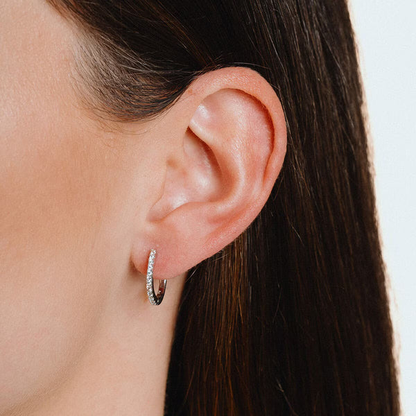 Diamonfire Sterling Silver Cubic Zirconia Hoop Earrings