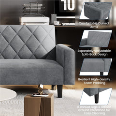 Costoffs 3-in-1 Velvet Convertible Futon Sofa Bed Upholstered Futon Couch with Diamond Tufted Design