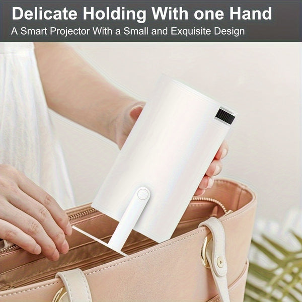 A Compact Projector That Can Decode 4K Videos, Has a Local Resolution of 720P, And Features Wireless And Wireless 5.2 Connectivity. This Portable Device Includes Automatic Vertical Keystone Correction And a Stand That Can Rotate 180 Degrees
