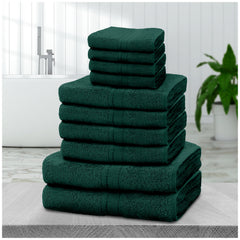 10pcs Towel Bale Set | Luxurious 100% Cotton Towels Family Pack | Quick-Drying, Highly Absorbent & Ultra-Soft Fabric | Includes 4 Face Towels, 4 Hand Towels, 2 Bath Towels | Available in 16 Elegant Colours | Ideal for Home, Gym, Spa, or Beach Use | Durabl