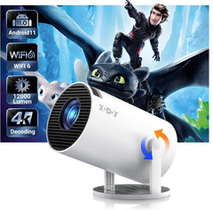 [2025 Upgraded & Android 11.0] Mini Projector Native 720P HD, Supports 4K 1080P, XGODY Gimbal 3 Portable Projector 12000 Lumen, Wifi 6, Bluetooth, Auto Keystone, Video Projector for Home Cinema