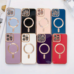 For Magsafe Luxury Magnetic Cases For iPhone 11 12 13 14 15 Pro Max 15 Plus Wireless Charge Case Plating Cover Phone Accessories