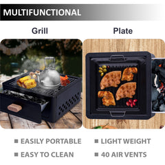 Portable BBQ Grill, Folding Tabletop Charcoal Barbecue Grill, Foldable Stainless Steel BBQ Grill for Camping, Garden, Travel, Picnic, Outdoor