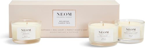 NEOM- Wellbeing Candle Trio Gift Set | Perfect Night'S Sleep, Real Luxury & Happiness Travel Candle | Essential Oil Blend
