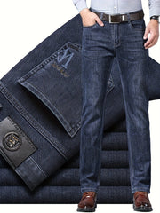 2026 New Men's Jeans, Business Slim Fit Straight-Leg Stretch Denim Pants, Washed Casual Long Trousers for Men