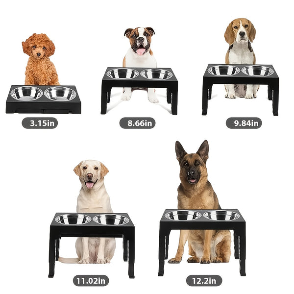 1 Set of Lifting Dog Bowl Pet Feeding Station Stainless Steel Double Bowl Pet Feeding Rack with Foldable Legs, Single Bowl Capacity of 1.1L, Five-Gear Height Adjustable, And The Highest Lifting Height Can Be Adjusted to 31Cm30.99 cm, Which Is Suitable for