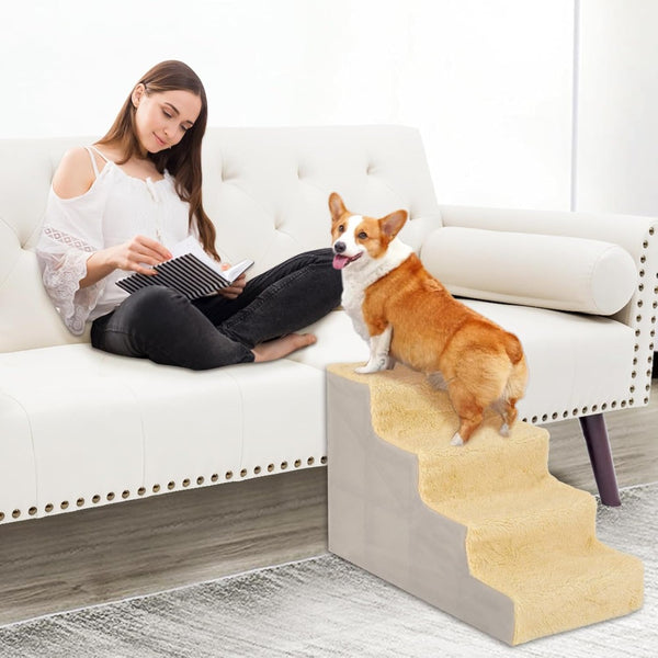 Anti-Slip Dog Steps with Removable Washable Cover for Smaller Elder Pets Sturdy Steps for Dogs
