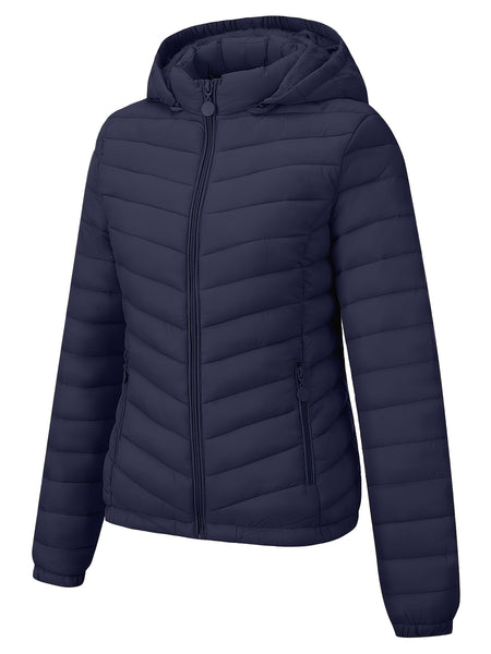 Women's Autumn/Winter Fashion Simple Versatile Lightweight Commuter Hooded Padded Coat with Pockets