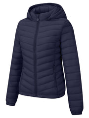 Women's Autumn/Winter Fashion Simple Versatile Lightweight Commuter Hooded Padded Coat with Pockets