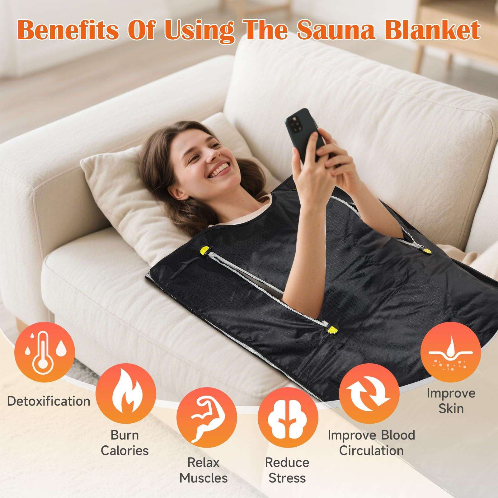 Infrared Sauna Blanket, Portable Sauna Blanket with 86-158℉ Adjustable Temperature & 20-60min Timer, Home Sauna Blanket for Detox, Relaxation, and Weight Loss, 180×80cm