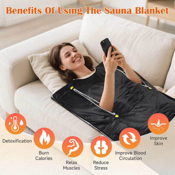 Infrared Sauna Blanket, Portable Sauna Blanket with 86-158℉ Adjustable Temperature & 20-60min Timer, Home Sauna Blanket for Detox, Relaxation, and Weight Loss, 180×80cm