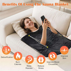 Infrared Sauna Blanket, Portable Sauna Blanket with 86-158℉ Adjustable Temperature & 20-60min Timer, Home Sauna Blanket for Detox, Relaxation, and Weight Loss, 180×80cm