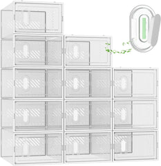 SIMPDIY Shoe Storage, 12 Pack Shoe Organizer for Closet, Shoe Boxes Clear Plastic Stackable Shoe Containers with Lids for Size 10