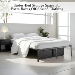 Metal Bed Frame | Black Metal Bed Frame - 18 Inches Under bed Storage Space - Sturdy Metal Construction - Easy Assembly