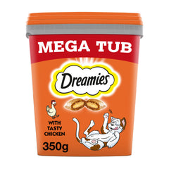 4 x 350g Dreamies Adult Cat Treats Mega Tubs Chicken Cat Biscuits (1.4kg)