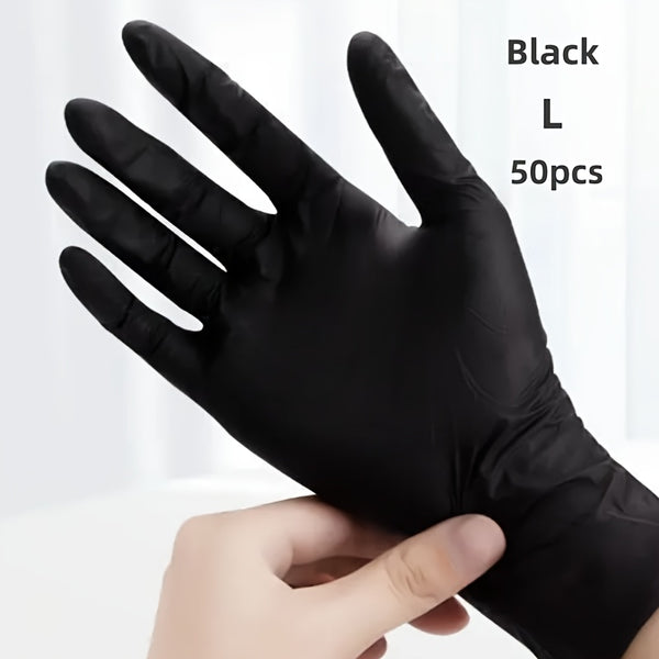 50/102pcs Black Composite Nitrile Gloves - Disposable Cleaning Gloves, Suitable for Kitchen, Dishwashing, Home Cleaning, Handheld, Latex Free, Suitable for Indoor and Outdoor Use, Kitchen Cleaning Gloves