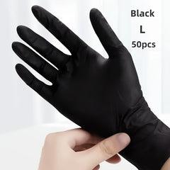 50/102pcs Black Composite Nitrile Gloves - Disposable Cleaning Gloves, Suitable for Kitchen, Dishwashing, Home Cleaning, Handheld, Latex Free, Suitable for Indoor and Outdoor Use, Kitchen Cleaning Gloves