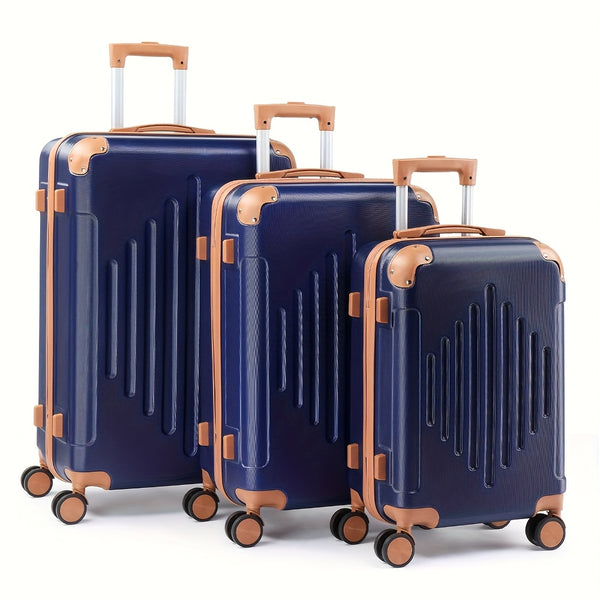 4/5pcs Hard Shell Luggage Set, Expandable & Lightweight Hardside Suitcase With 360° Spinner Wheels (12, 16, 20, 24, 28 Inch) - Stylish White Paired With Brown Luggage