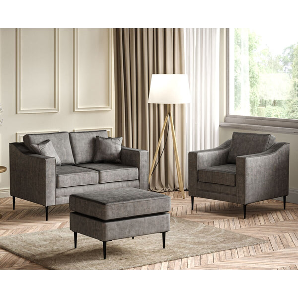 Aspen Grey Velvet Footstool