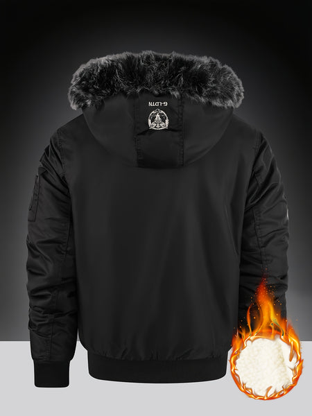 Men's winter lined hooded jacket - a warm and thick outdoor jacket suitable for hiking, hiking, and casual wear