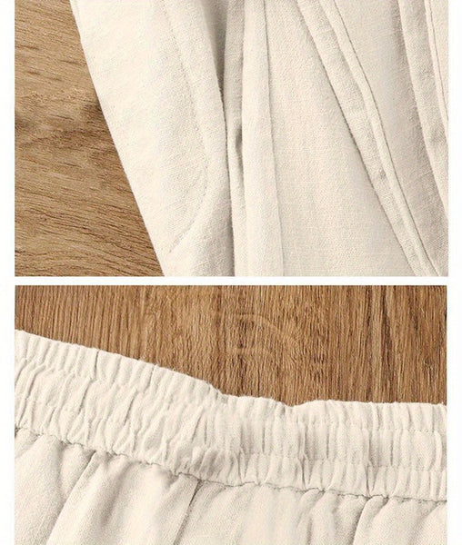 Pure Linen Wide-leg Pants for Women in Summer 2025, Straight Casual Long Pants, Fashionable and Versatile, Loose and Thin Style
