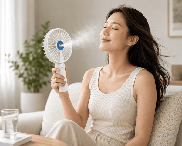 Portable Rechargeable Handheld Fan with Phone Holder, 3 Speed Settings, USB Rechargeable 1200mAh Battery, Personal Cooling Fan with Water Mist Function for Home, Office, Travel & Outdoor Use