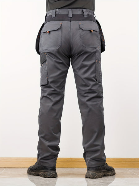Men's Elastic Cargo Pants with Multiple Pockets, All-Season Style, 1pc