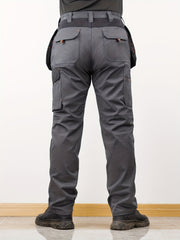 Men's Elastic Cargo Pants with Multiple Pockets, All-Season Style, 1pc