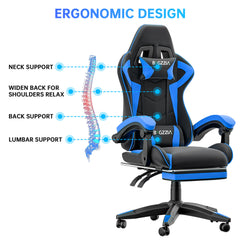 GartistGo Gaming Chair With footrest,Computer Chairs with Lumbar Cushion + Headrest, Height-Adjustable Office Chair for Adults, Girls, Boys