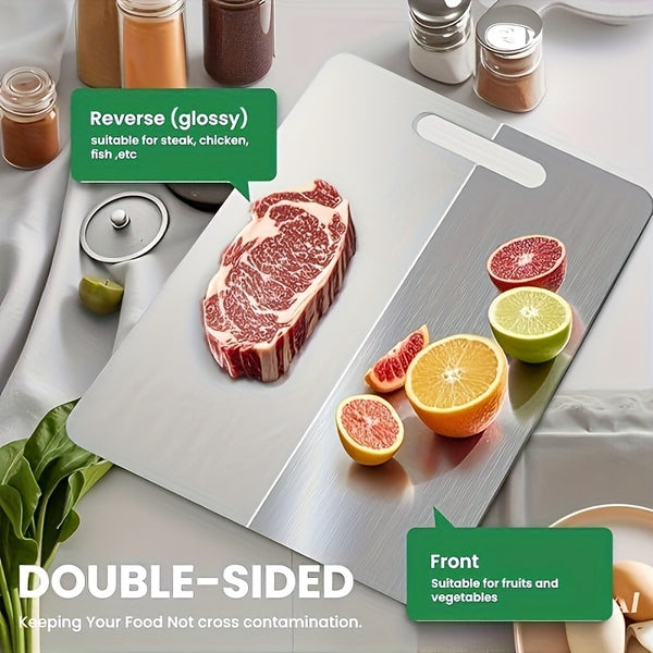Stainless Steel Chopping Board - 15* 11-inch Anti-slip Kitchen Chopping Board, 13* 9-inch Cutting Board. Safe to Use, Scratch-resistant, Easy to Clean, Durable And Hygienic. Suitable for Meat, Vegetables And Fruits