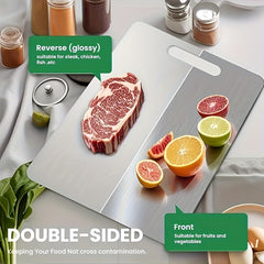 Stainless Steel Chopping Board - 15* 11-inch Anti-slip Kitchen Chopping Board, 13* 9-inch Cutting Board. Safe to Use, Scratch-resistant, Easy to Clean, Durable And Hygienic. Suitable for Meat, Vegetables And Fruits