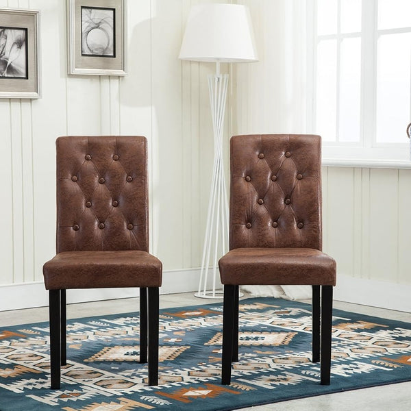 mcc direct Set of 2 Lined Fabric Dining Chairs With Solid Wooden Legs For Home & Commercial Restaurants