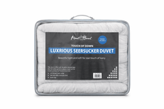 Luxury Washed Microfibre Seersucker Comforter Duvet Quilt – Soft & Lightweight All Season Bedding – White & Grey – Single, Double & King Size