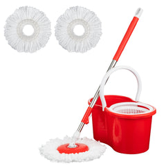 360° Spin Mop and Bucket Set with Wringer, Easy Wring Floor Cleaning Mop with 2 Reusable Microfiber Head for Household Living Room Bedroom Bathroom Toilet