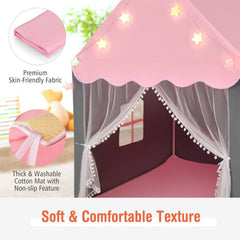 Large Kids Play House with Washable Mat and Star Lights