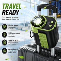 Neck And Waist Portable Fan With USB Charging Design And Strong Airflow For Camping Travel Fishing And Outdoor Enthusiasts