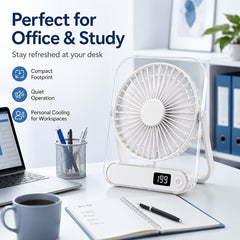 USB Desktop Fan And Air Cooler Portable Personal Cooling Fan, USB Powered, Lightweight Desk Fan for Home, Office, Dorm, Travel Quiet Mini Table Fan with Lithium Battery, It Has An Upgraded Motor for Stronger Airflow, Operates Quietly, for Road Trips