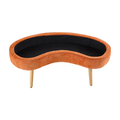 Modern Creative Curved Design Upholstered Storage Bench, Shoe Changing Bench At The Entrance, Living Room Sofa Bench, Bedside Bench in The Bedroom, Large-capacity Storage Long Bench with Natural Wood Legs, Suitable for Entrance, Living Room, and Bedroom,