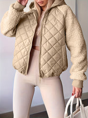SQ25050621+Elegant Directional+Hooded Spliced Women's Padded Coat