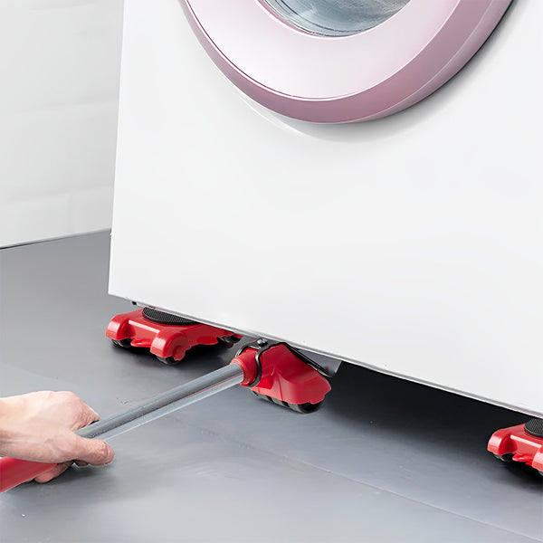 The 5pcs Red Heavy-Duty Furniture Moving Kit with Lift And Slider Moving Wheels Is an Easy-To-Move Tool Set Suitable for Moving Washing Machines, Refrigerators, Etc