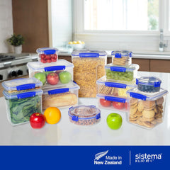 Sistema KLIP IT Food Storage Container | 7 L | Stackable & Airtight Fridge/Freezer Food Box with Lid | Bpa-Free Plastic | Blue Clips | 1 Count
