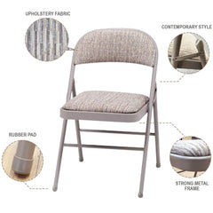 Deluxe Fabric Padded with Heavy Duty Steel Metal Frame Folding Back Rest Chair for Home Garden Office Computer Desk