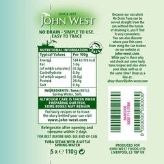 John West No Drain Tuna Steak in Spring Water, 5 X 110G