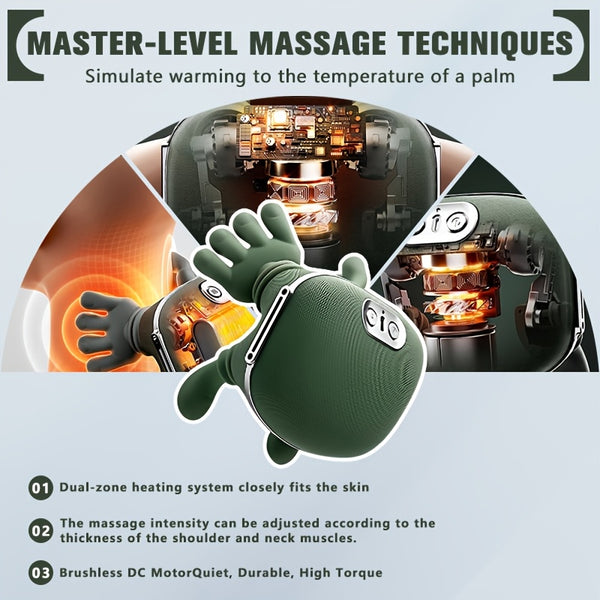Multi-functional Shoulder And Neck Massager, Full-body Massage Device with Heating Function, Effectively And Relaxes Muscles, Massages Shoulders, Back And Legs, Comfortable Electric Acupoint Massager, USB Charging, Long Battery Life