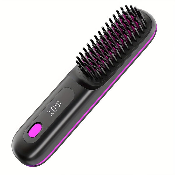 Cordless Hair Straightener Brush, Rapid heating, Hot Comb Hair Straightener for Women, Lightweight, Type-C Charging Port, Anti-Scald, Lightweight, USB Rechargeable