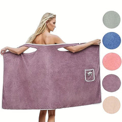 Women'S Coral Fleece Bathrobe, 1 Count Soft Absorbent Bath Skirt, Ladies Wearable Bath Towel, Bathrobe for Beach Spa Sauna Shower